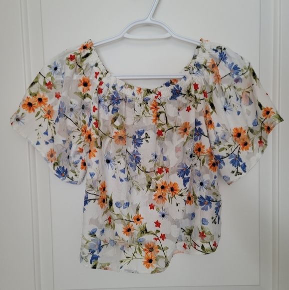 Dynamite off-the-shoulder white floral crop top XS - Picture 2 of 9
